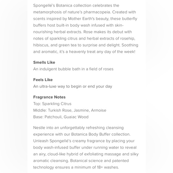 BOTANICA BY SPONGELLE Rosa - Rose
Body Wash Infused Buffer - Picture 13 of 13